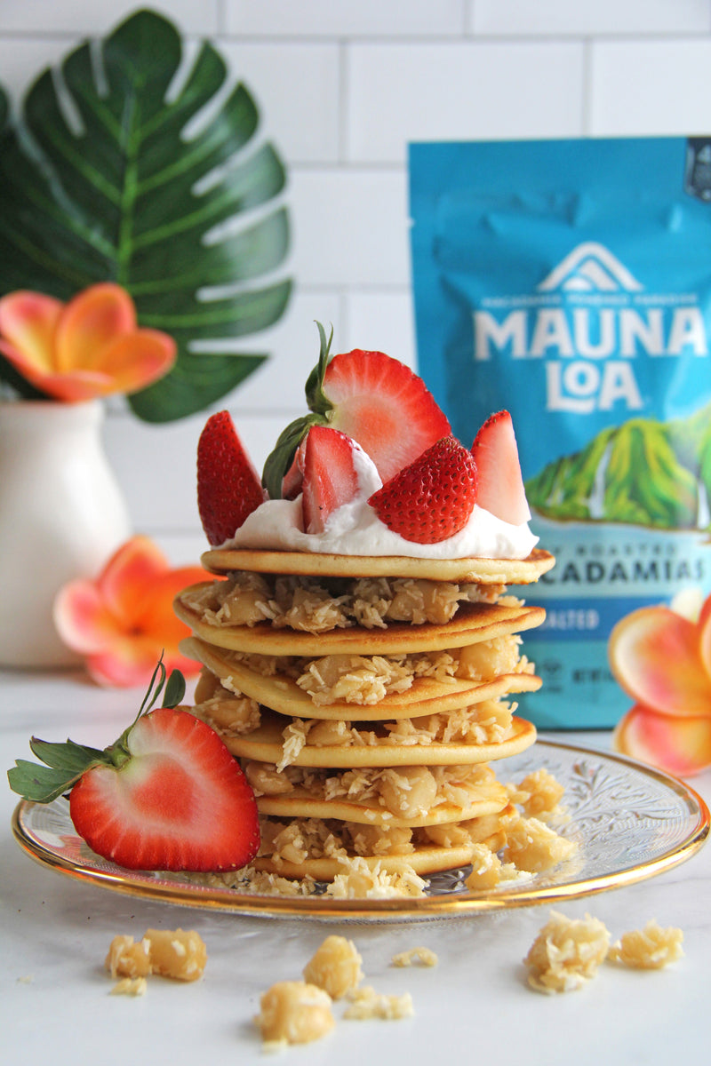 Strawberry Macadamia Crunch Mochi Pancakes Hawaiian Host X Mauna Loa