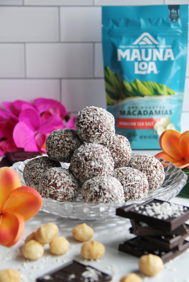 Triple Chocolate Macadamia Keto Protein Bites Hawaiian Host X Mauna Loa