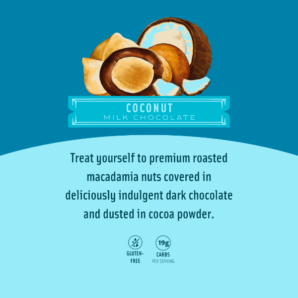Chocolate Covered Macadamias | Milk Chocolate Coconut Large Bag