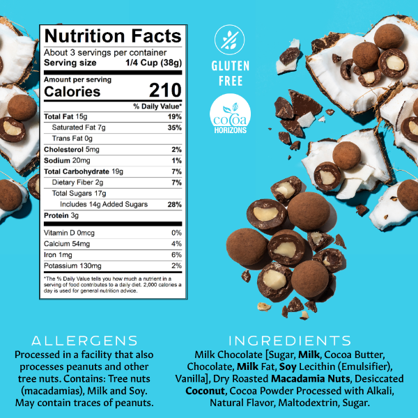 Chocolate Covered Macadamias | Milk Chocolate Coconut | Mauna Loa