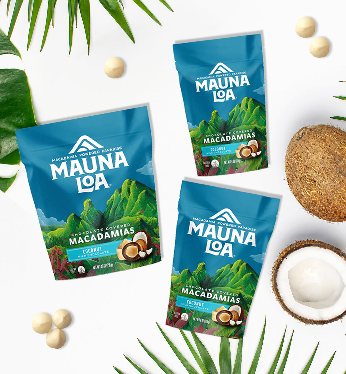 Chocolate Covered Macadamias | Milk Chocolate Coconut Large Bag