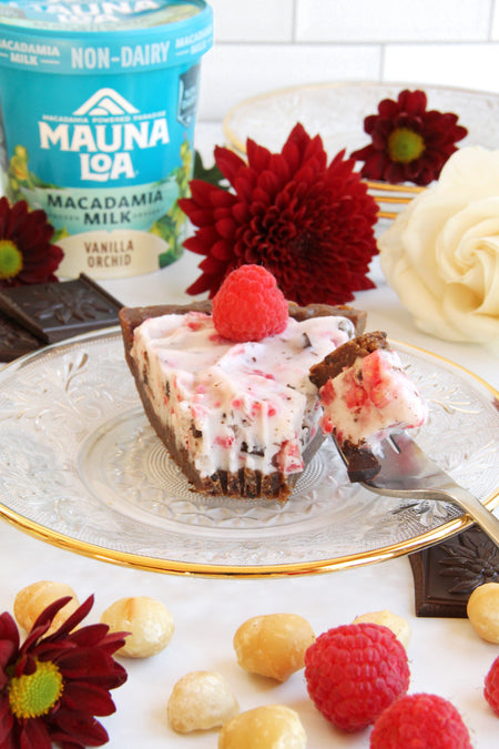 Raspberry Dark Chocolate Macadamia Ice Cream Pie