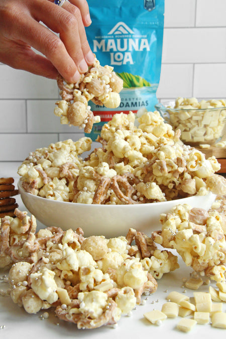 White Chocolate Macadamia Popcorn Mix