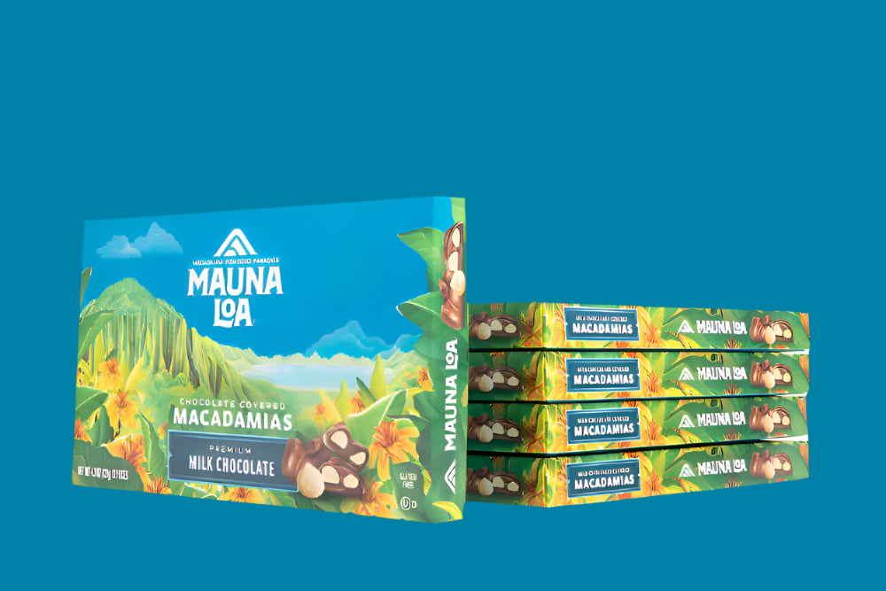 Chocolate Covered Macadamias - Mountains Milk Chocolate Covered Box Gallery Fullscreen Image